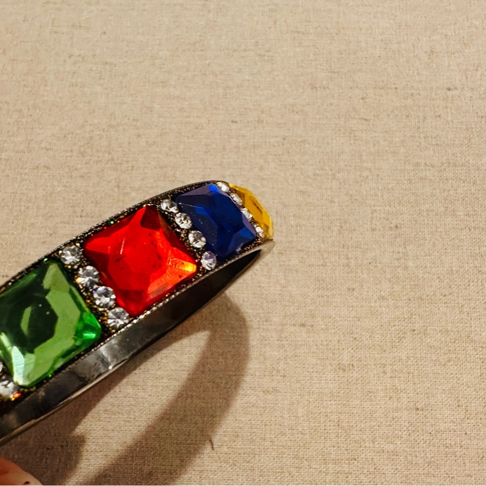 Chamak By Priya | Bracelet | Multicolored Faceted Stones with Crystals - Picture 2 of 6
